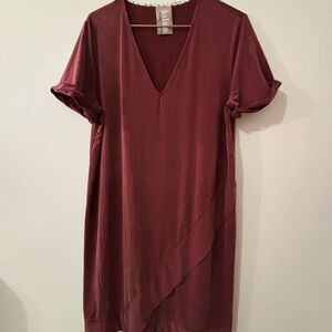 Joie Deep Red V-Neck Mini Dress